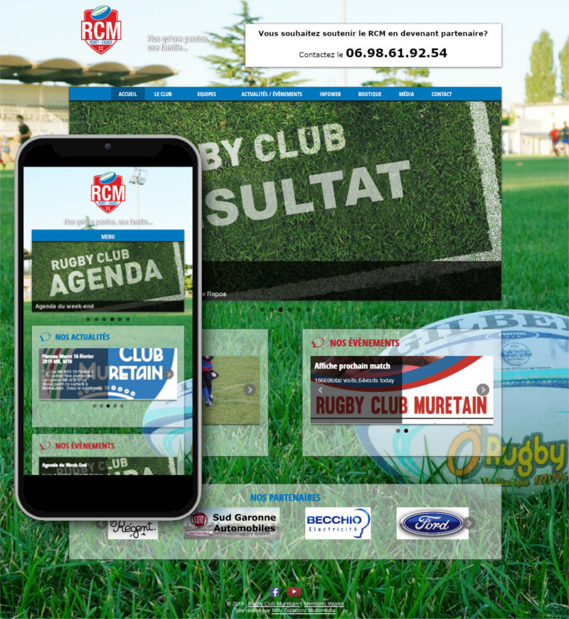 Réalisation site internet club de sport - Vue desktop & mobile
